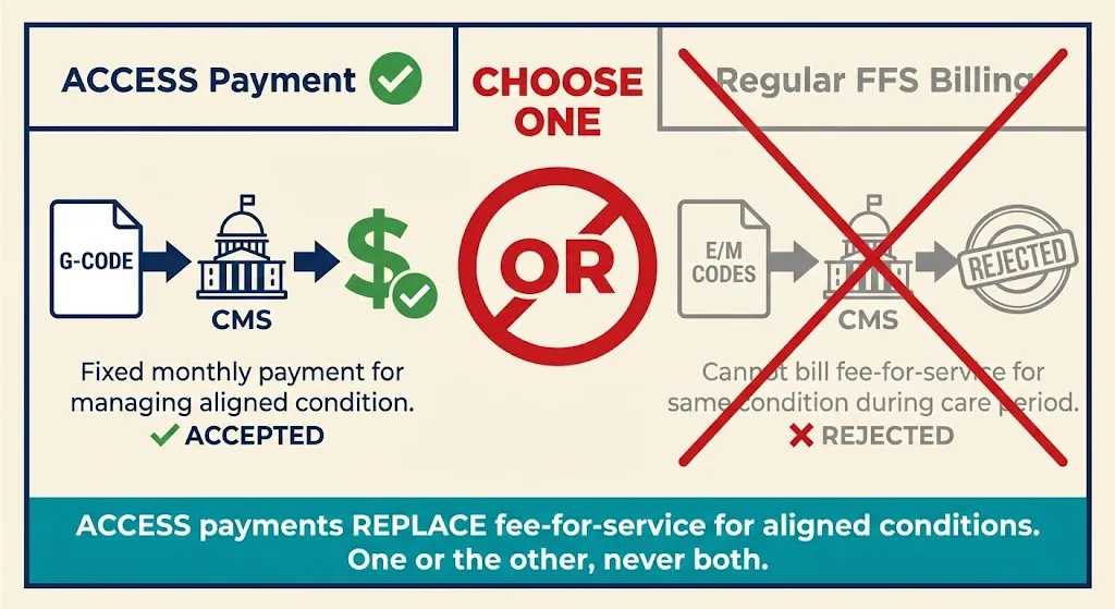 The No-Double-Dipping Rule - ACCESS payments replace FFS billing for aligned conditions
